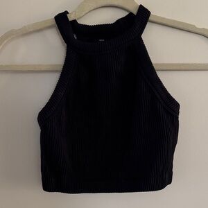Aerie Black Ribbed Crop Top size S